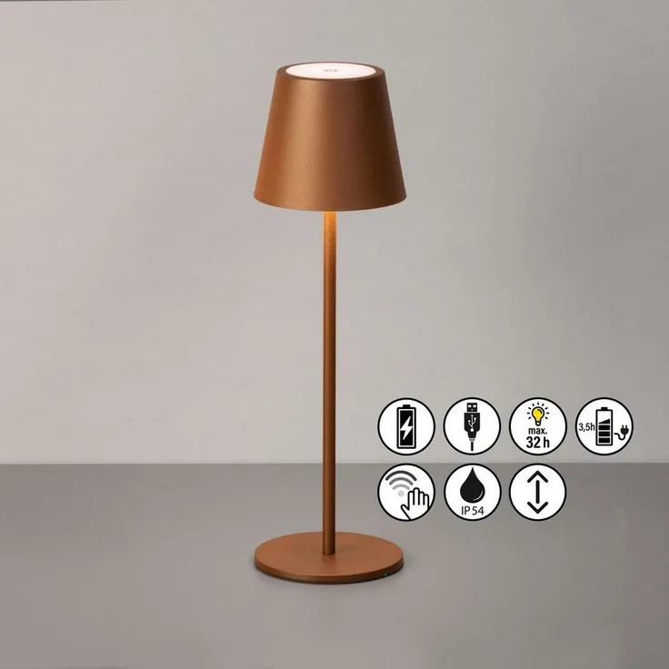 easy! BY FHL Außen-Tischleuchte Viletto, Dimmfunktion, USB-Ladefunktion, LED fest integriert, Warmweiß, lange Leuchtdauer