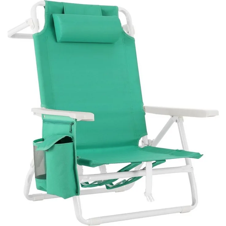 TLGREEN Campingstuhl 5-Fach verstellbare Strandstuhl, (Outdoor Faltstuhl mit Verstellbarer Hohe Rückenlehne, Eisbeute, 1 St), bis 150 kg belastbar