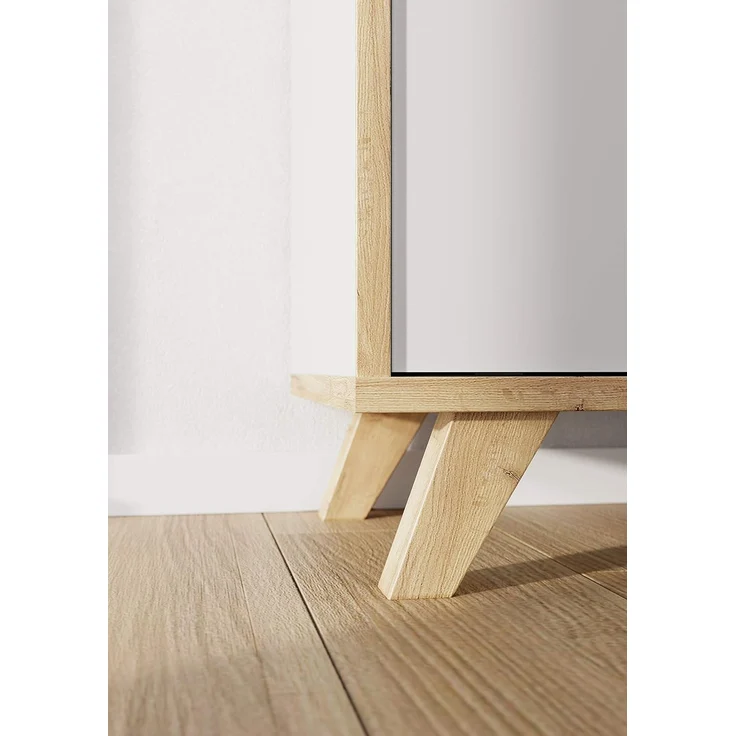 Germania Schiebetürregal 4170-513 GW-Helsinki, in Weiß/Eiche, 120 x 92 x 40 cm (BxHxT) – Bild 5