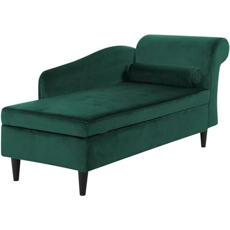 Chaiselongue Samtstoff smaragdgrün rechtsseitig LUIRO – Bild 1