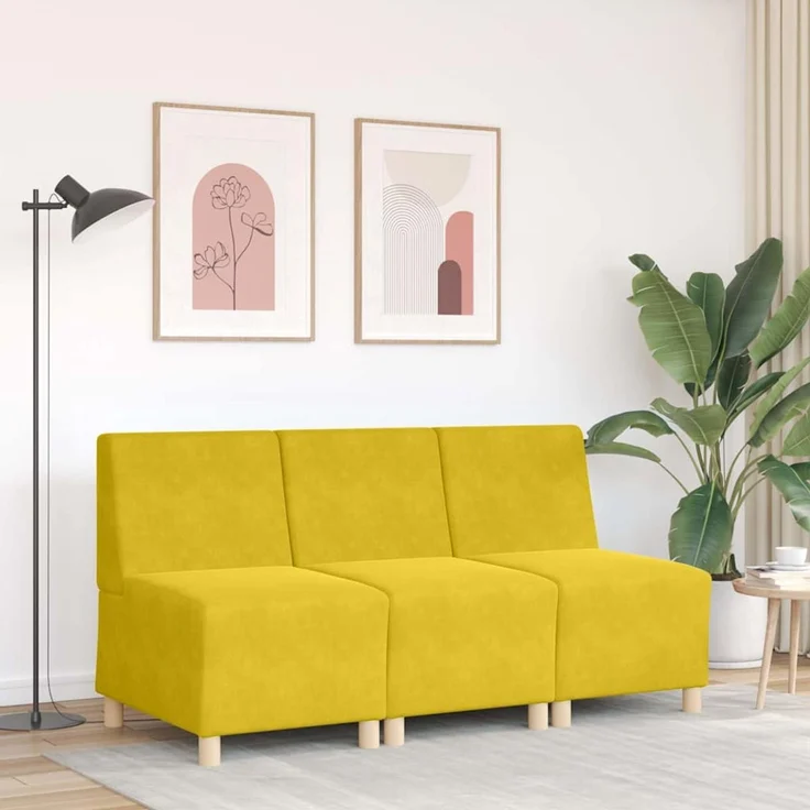 vidaXL Modulares Sofa ohne Armlehnen Gelb 55 cm Samt 4108486 – Bild 3