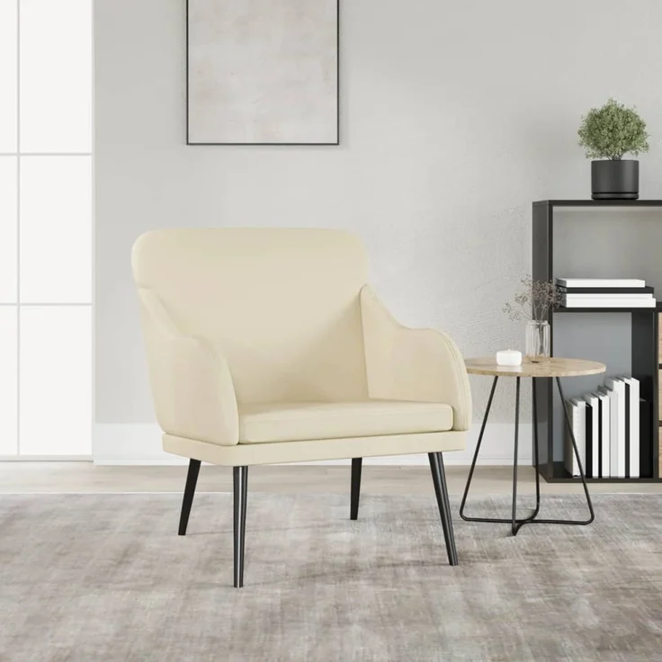 Sessel wohnzimmer, Relaxsessel Creme 63x76x80 cm Kunstleder – Bild 1