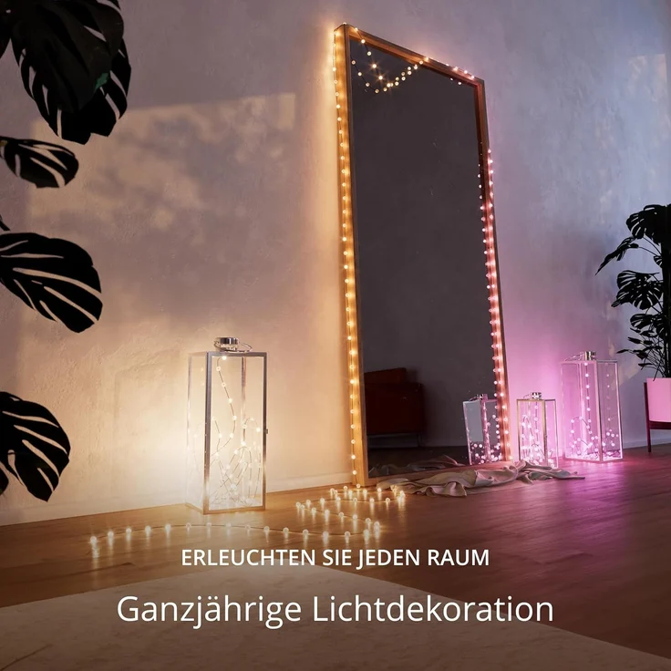 Twinkly Strings Pearls 100 LED, LED-Lichterkette in Perlenform, RGB LED-Lichter Mehrfarbig, Kompatibel mit Alexa & Google Home, Gaming-Lichter, Stromversorgung über USB-C, Grünes Kabel, 6m – Bild 9