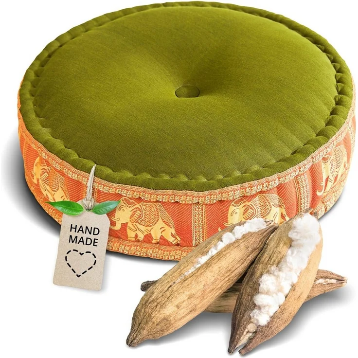 livasia Meditationskissen Zafukissen groß (Deluxe) - 45x15cm, Kapok, vegan, handgefertigt – Bild 1