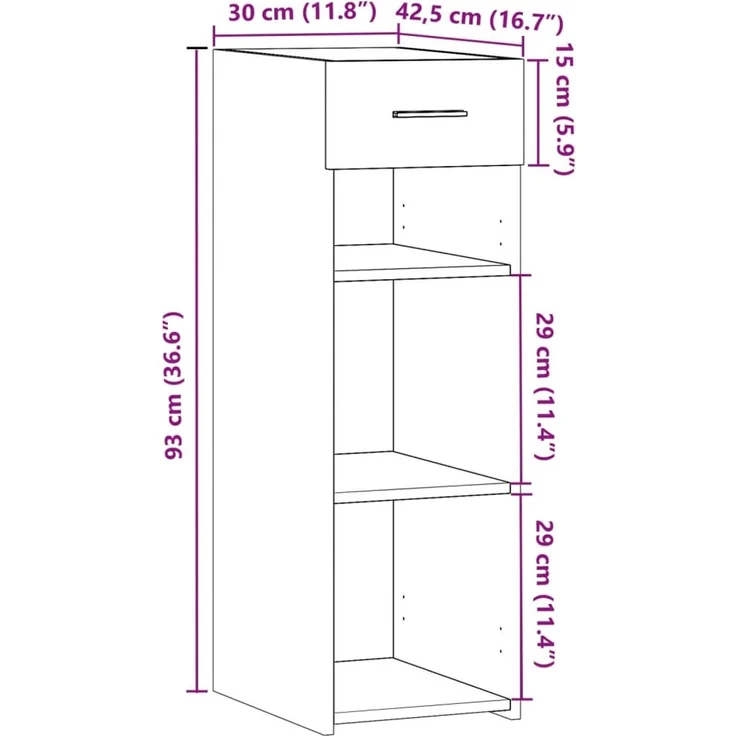 vidaXL Sideboard Grau Sonoma 30x42,5x93 cm Holzwerkstoff 846311 – Bild 10