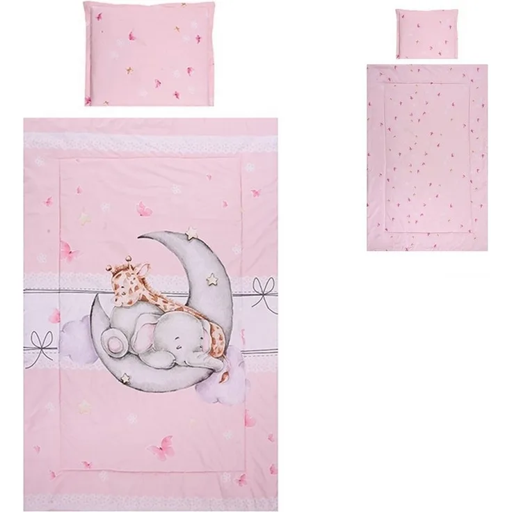Lorelli Kinderbettwäsche 3-teilig, Decke 140 x 95 Kissen 43 x 35 Laken 150 x 100 rosa pink