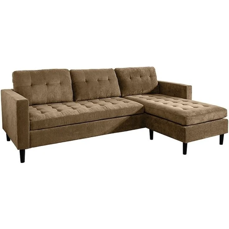 riess-ambiente Ecksofa STOCKHOLM 220cm braun · Couch mit Cordbezug und Federkern, Einzelartikel 1 Teile, 3-Sitzer in L-Form · inkl. Kissen · Ottomane rechts & links · Retro – Bild 4