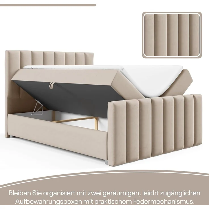 Best for Home Boxspringbett mit Bettkasten Trinity K10 Lux, mit Bettkasten, inkl. 7 cm Topper (140x200 160x200 180x200 200x200 cm), Verschiedene Liefermöglichkeiten, TOP Preis-Leistungs-Verhältnis – Bild 4