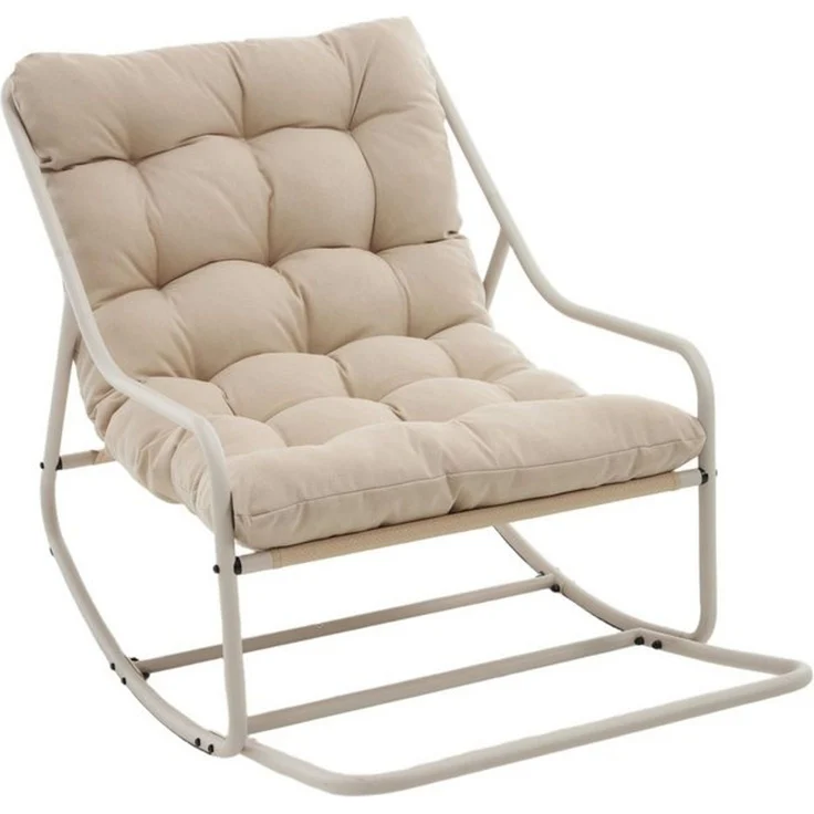 LVHOM Schaukelstuhl mit Fußstütze 75x116x82cm, wasserfestem Gestell für drinnen, draußen (8 cm integriertes Rücken-Sitzkissen, ergonomisches Design, geräuschlos & rutschfest, rostfreier Stahlrahmen, belastbar bis 130 kg), ideal für In-/Outdoor, Balkon,... – Bild 4