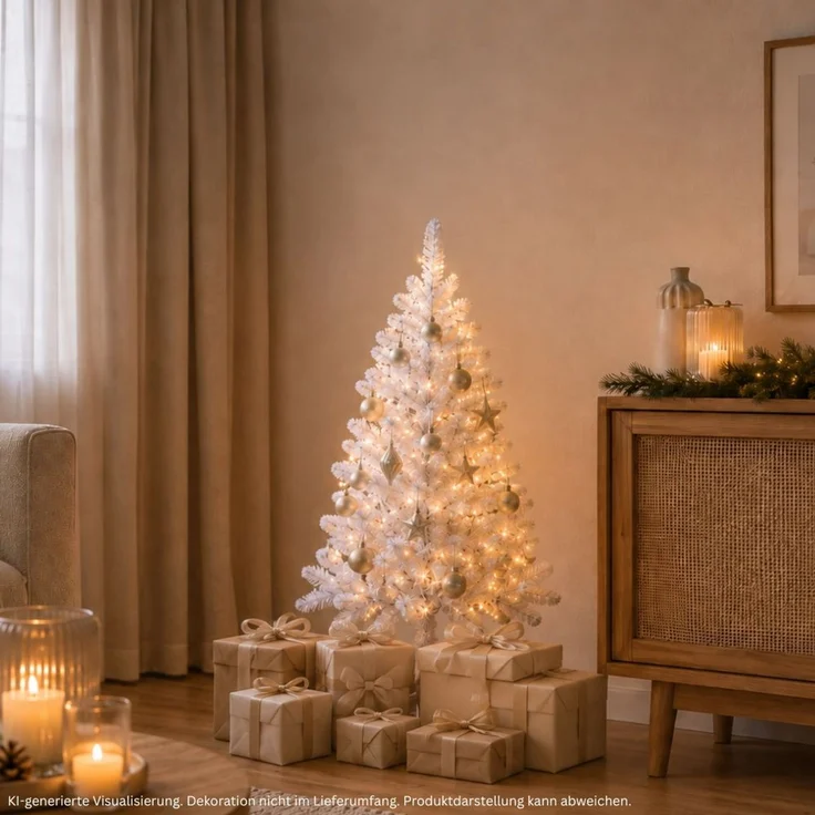 HXT 1015 Weiß 120 cm künstlicher Weihnachtsbaum inkl. Metallständer, schwer entflammbar – Bild 1