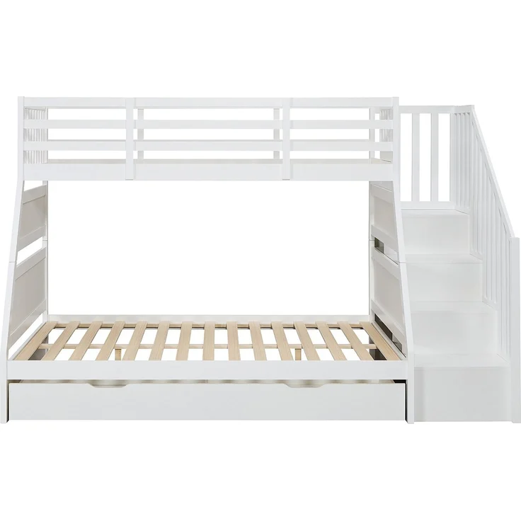 Vente-unique - Etagenbetten 90 und 140 x 190 cm mit Stauraum - Kiefer und MDF - Weiß - LAKAYO – Bild 4