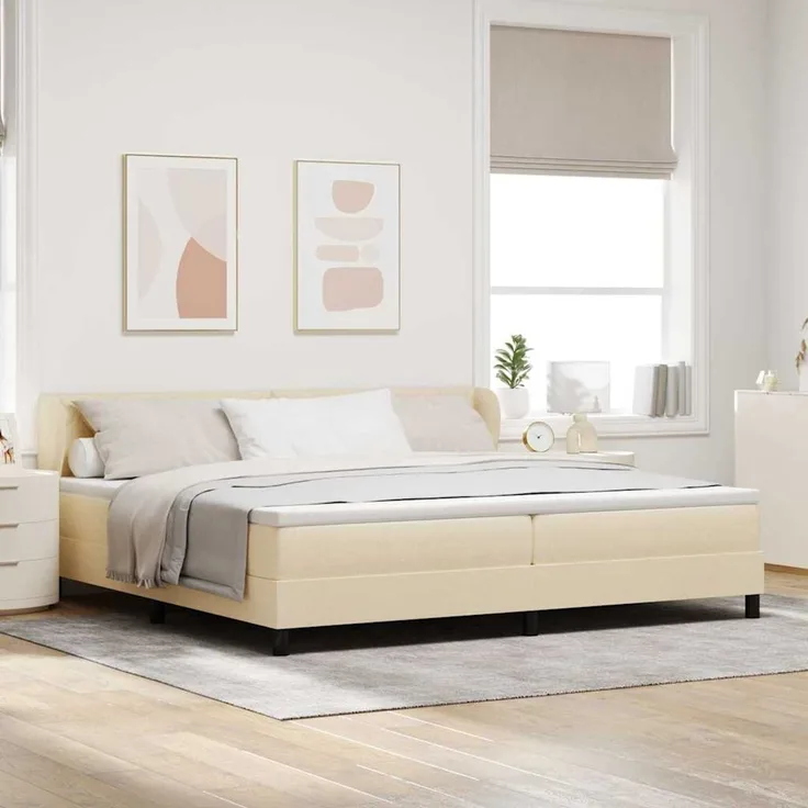vidaXL Boxspringbett mit Kopfteil Creme 200 x 200 cm Stoff 3340113