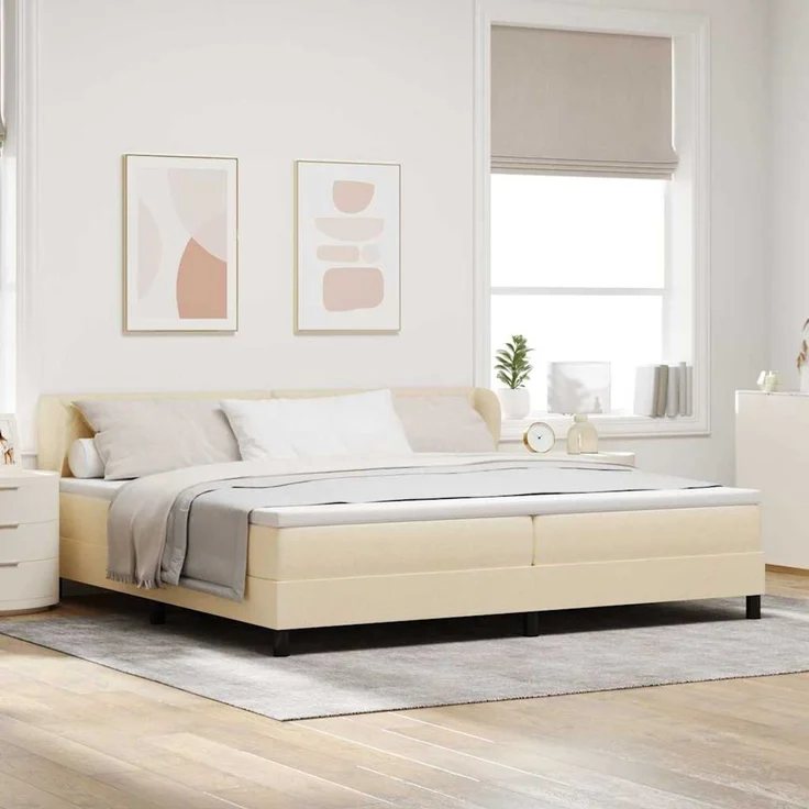 vidaXL Boxspringbett mit Kopfteil Creme 200 x 200 cm Stoff 3340113 – Bild 1