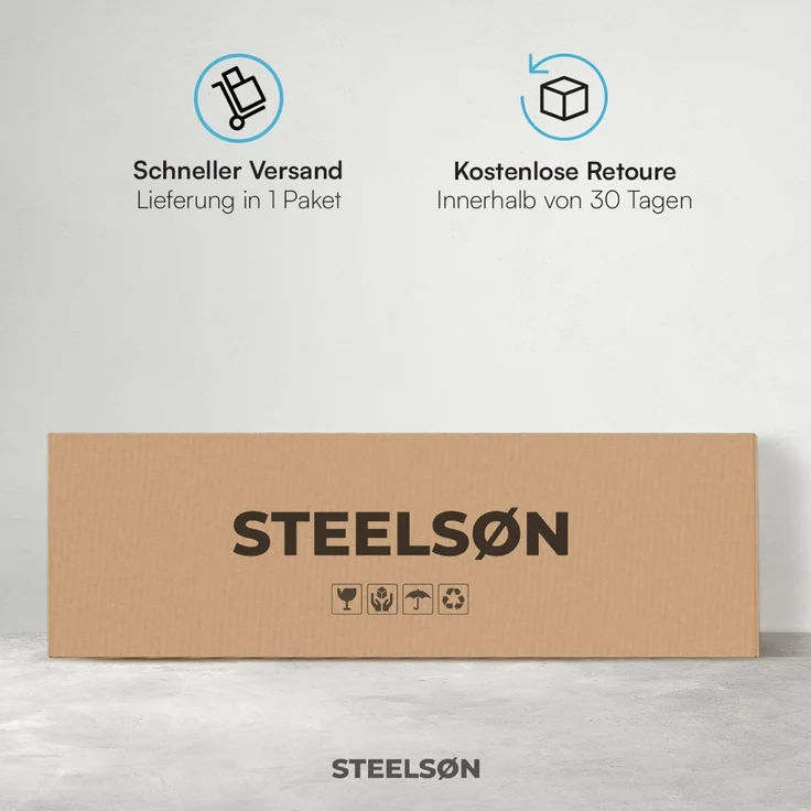 STEELSØN 'Astris' Getränkekistenregal, Metall, schwarz, 117x105x33 cm, Getränkeregal für 6 Kisten, mit Ablagefach – Bild 8