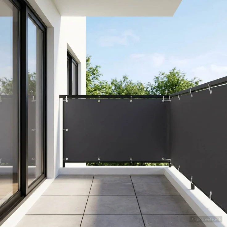 vidaXL Balkon-Sichtschutz 1,2 x 15 m Stoff mit PU-Beschichtung Schwarz 42036764 – Bild 3