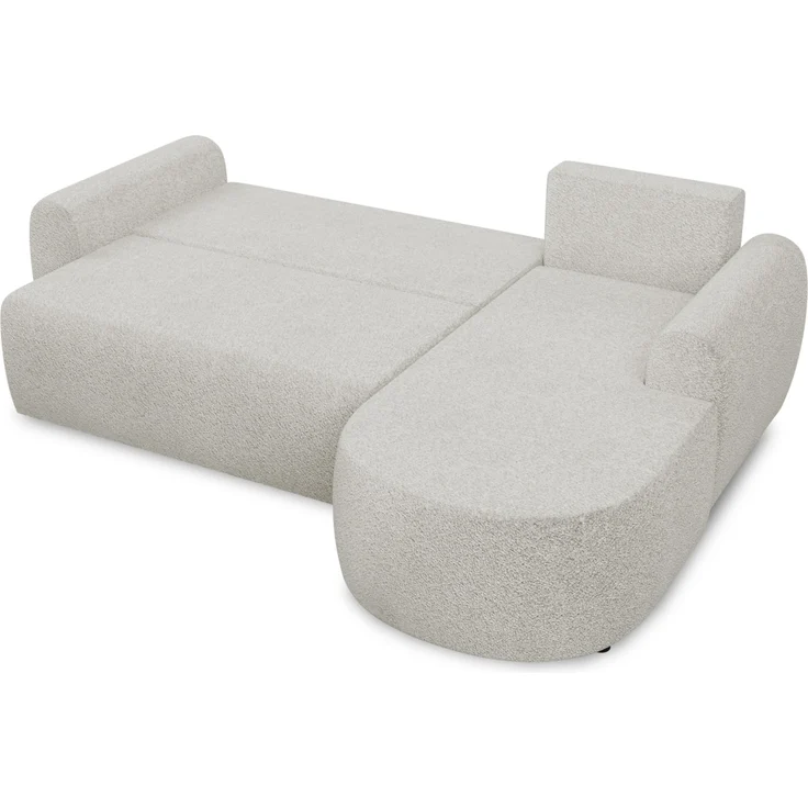 Ecksofa Jazz mit Schlaffunktion und Bettkasten - Bouclé-Stoff - L-Form Couch, Polstersofa, Schlafsofa, Sofagarnitur, Bettsofa (Beige (Coral 65), Ecksofa Rechts) – Bild 3