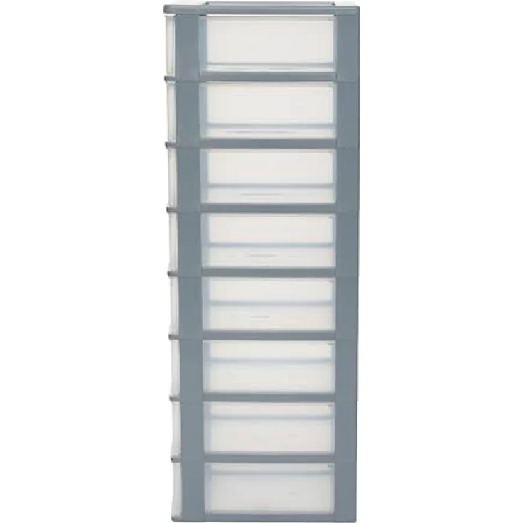 Iris Ohyama, Kunststoff Schubladenbox mit 8 flachen Schubladen, Grau, Easy-Pull-System, A4, A5 & A6 Format, Schreibtisch Organizer für Büro, Schule, Schreibwaren, BPA-frei, Schubladenschrank, OCH-2008 – Bild 6