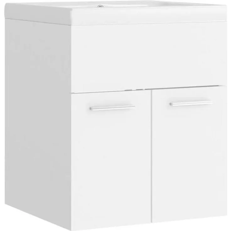 vidaXL Waschbeckenunterschrank mit Einbaubecken Weiß Spanplatte [3070811]