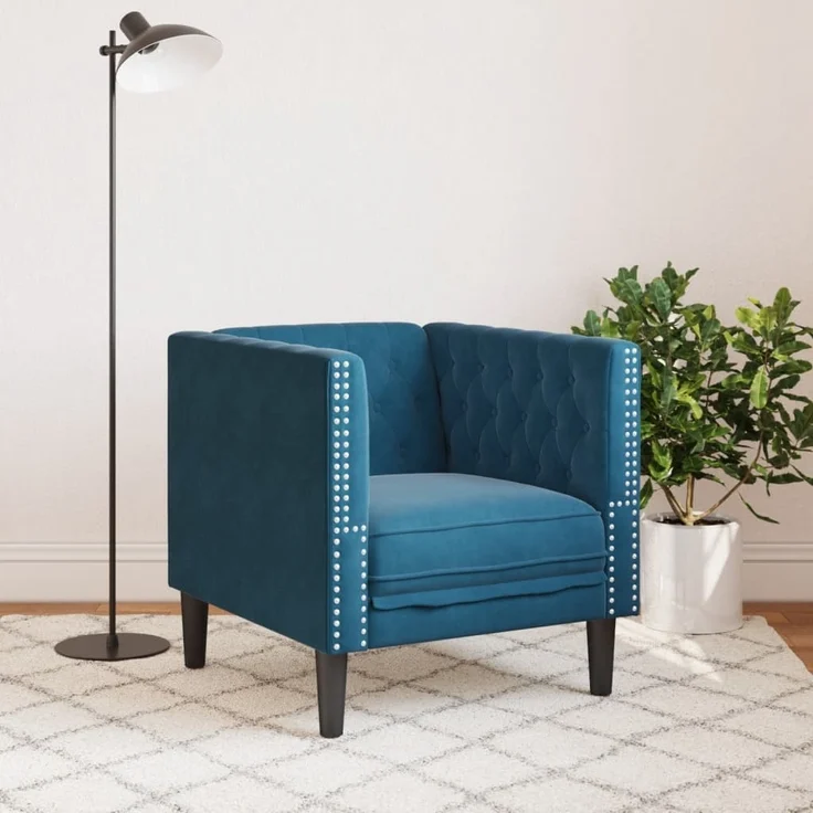 vidaXL Chesterfield-Sessel Blau Samt 372681 – Bild 2