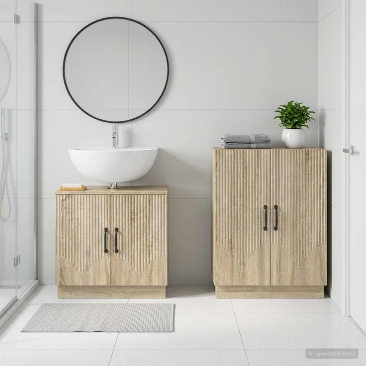 vidaXL 2-teiliges Badezimmer Schrank Set HOORN Sonoma-Eiche 3417632 – Bild 1