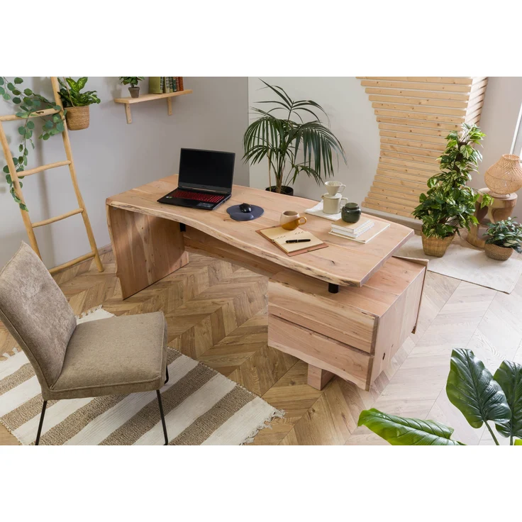 Schreibtisch Akazie 210x70x76 natur lackiert PURE ACACIA #152 – Bild 2