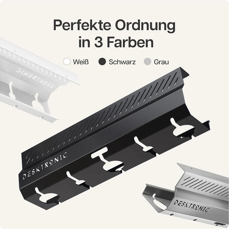 Desktronic Kabelkanal Schreibtisch, 2x43cm, Hochwertiger Stahl, Kabel Organizer für Kabelführung Schwarz – Bild 7