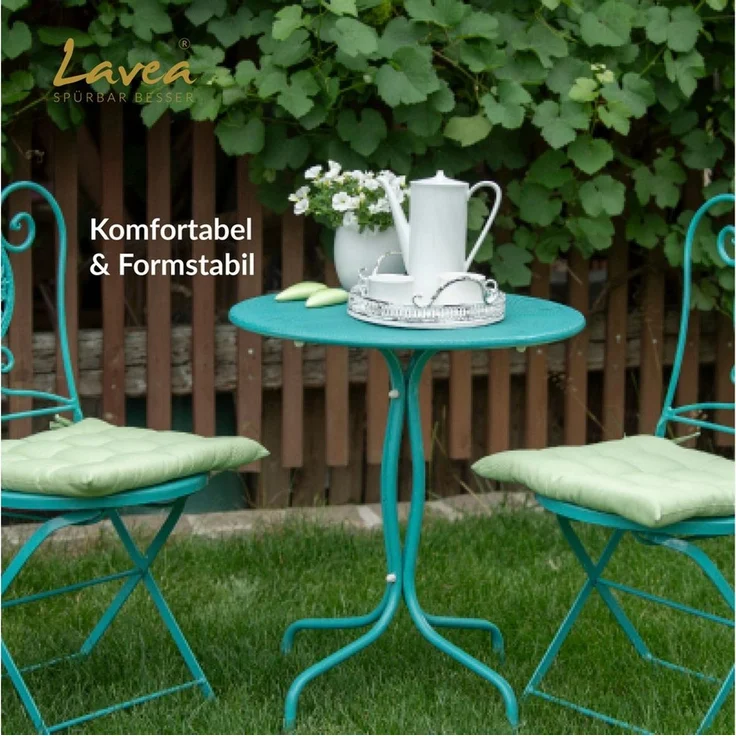 Lavea Stuhlkissen Lavea® Sitzkissen & Stuhlkissen 40x40 cm – 4er/8er Set, 40x40x3 cm, mit Stoffbändern, Indoor & Outdoor, für Garten & Balkon – Bild 2