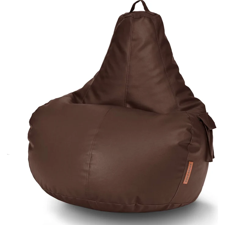 Green Bean® Sitzsack aus Kunstleder mit EPS Perlen Füllung - 90 x 80 x 70 cm - Bean Bag - Gaming Chair Rückenlehne - Dunkelbraun – Bild 1