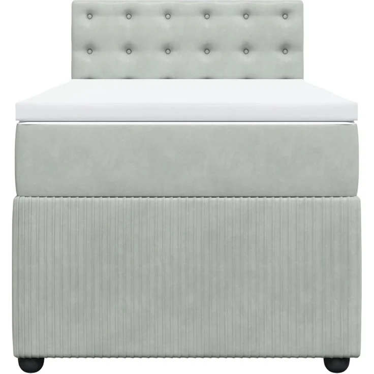 vidaXL Boxspringbett mit Matratze Hellgrau 90x190 cm Samt 3287614 – Bild 4