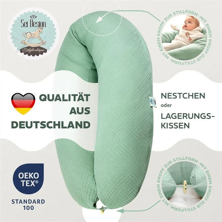SEI Design Stillkissen Seitenschläferkissen Babynestchen Kuschelnest XXL, Schwangerschaftskissen mit Bezug, Schwangerschaftskissen mit Bezug, Bezug 100% Baumwolle – Bild 2