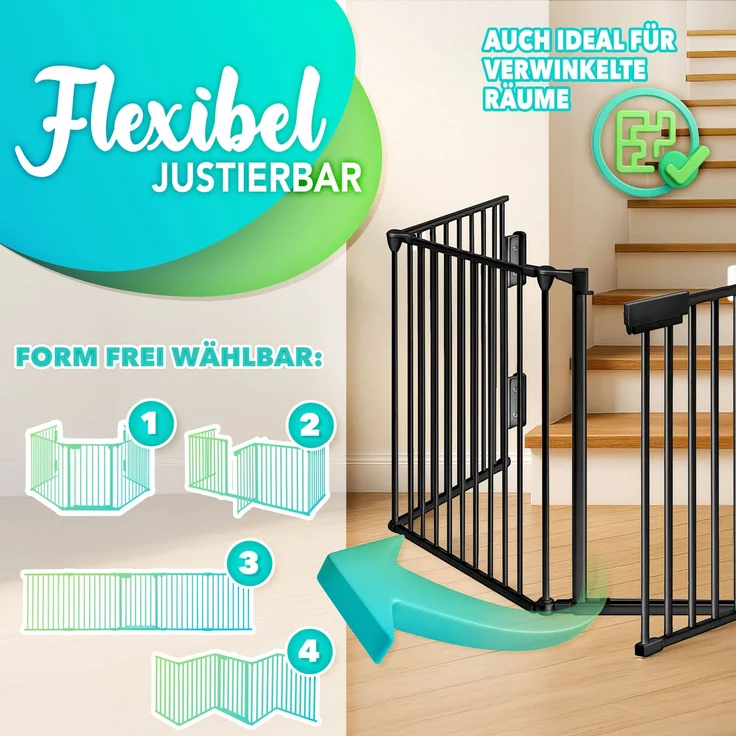KIDUKU® Kaminschutzgitter Baby Schwarz - 600 cm Länge Absperrgitter Ofenschutzgitter Laufstall Türschutzgitter – Bild 5