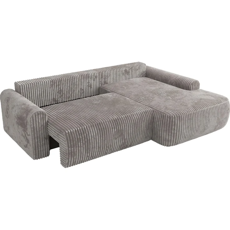 Ecksofa, L-förmiges, lose Kissen, DL-Schlaffunktion, (H 100 x T 187 x B 273 cm) - CUBO L - Cord Hellgrau - rechte Seite – Bild 5