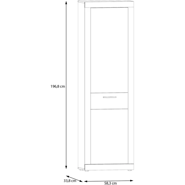 Garderobenschrank >BACCIO< 1 Tür, Stange, Weiss/ Artisan Eiche Dekor - 58,3x196,8x33,8cm (BxHxT) – Bild 7
