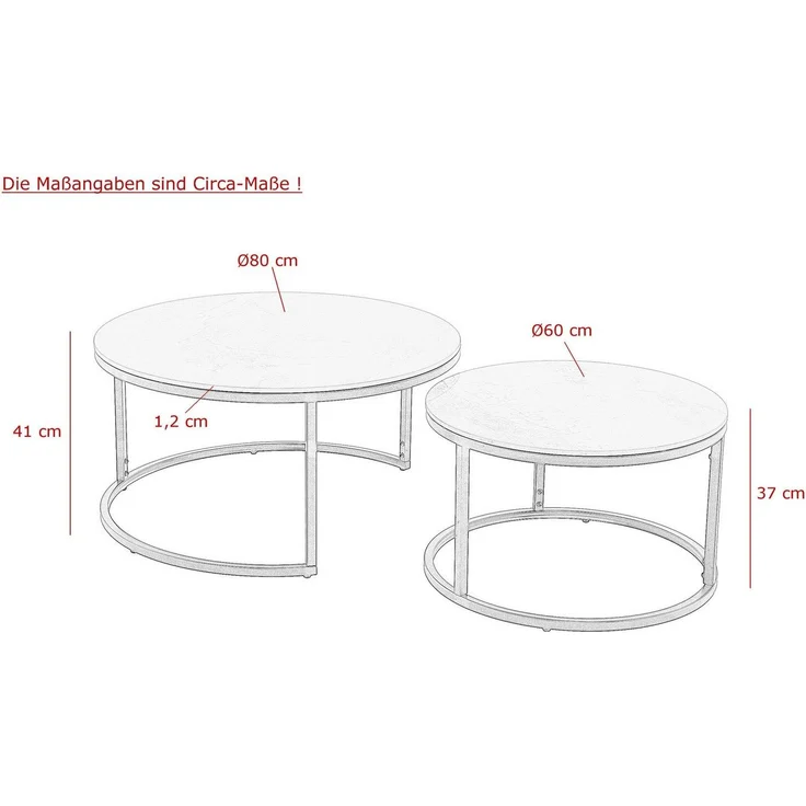 HELA Couchtisch LUIS Topseller (Set, 2-St), 2er Set, 12mm Sinterstein, Marmoroptik, Boho Wohnzimmertisch – Bild 3