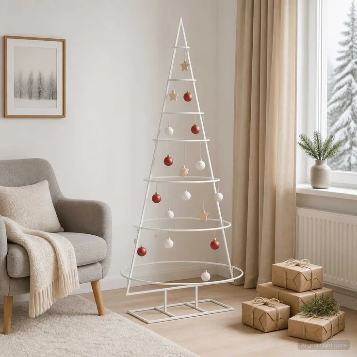 vidaXL Metall-Weihnachtsbaum mit Ständer KUOPIO 150 cm Stahl Weiß 42053801