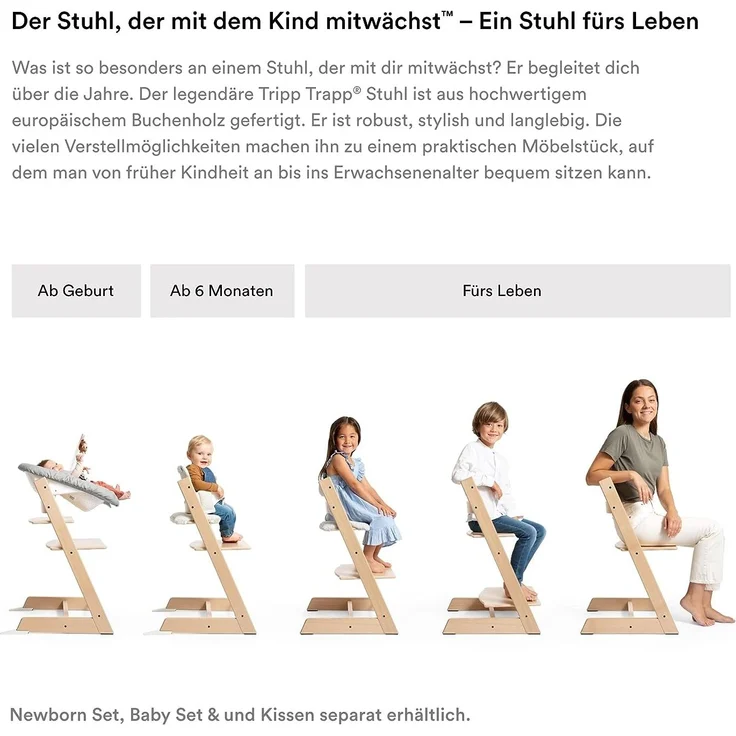 Tripp Trapp Stuhl von Stokke, Natural – Verstellbarer, anpassbarer Stuhl für Kleinkinder, Kinder & Erwachsene – Praktisch, bequem & ergonomisch – Klassisches Design – Bild 4