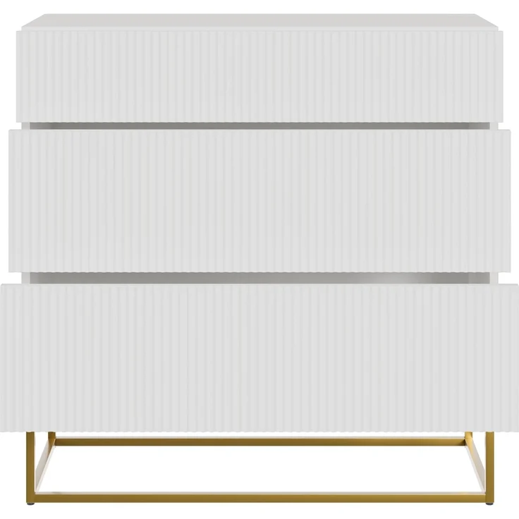 Selsey Kommode Schrank Aufbewahrungsschrank 90 cm Mit 3 Schubladen Weiß Goldene Beine Veldio – Bild 6