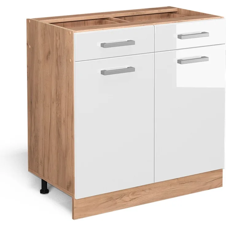 Vicco Küchenschrank Küchenzeile R-Line, Weiß Hochglanz, Schubladenunterschrank 80 cm, ohne AP