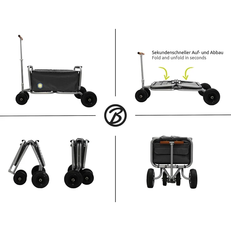 Beachtrekker 'LiFe' Klappbollerwagen schwarz, inkl. Feststellbremse – Bild 5