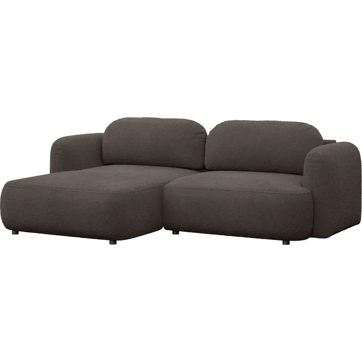Selsey Tvoya Ecksofa mit Schlaffunktion, Ottomane links, Bouclé Braun