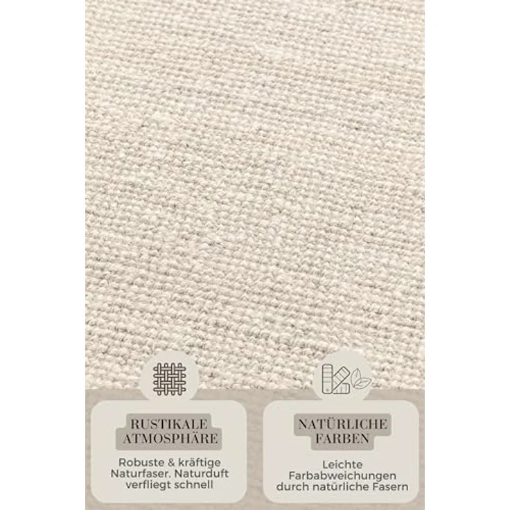 Hanse Home Jaipur Juteteppich - Natur Wohnzimmerteppich aus 100% Jute, Handgewebt & Natürlich - Robust & Pflegeleicht - Boho Naturfaser Jute Teppich für Wohnzimmer, Schlafzimmer - Weiß, 60x90 cm – Bild 4
