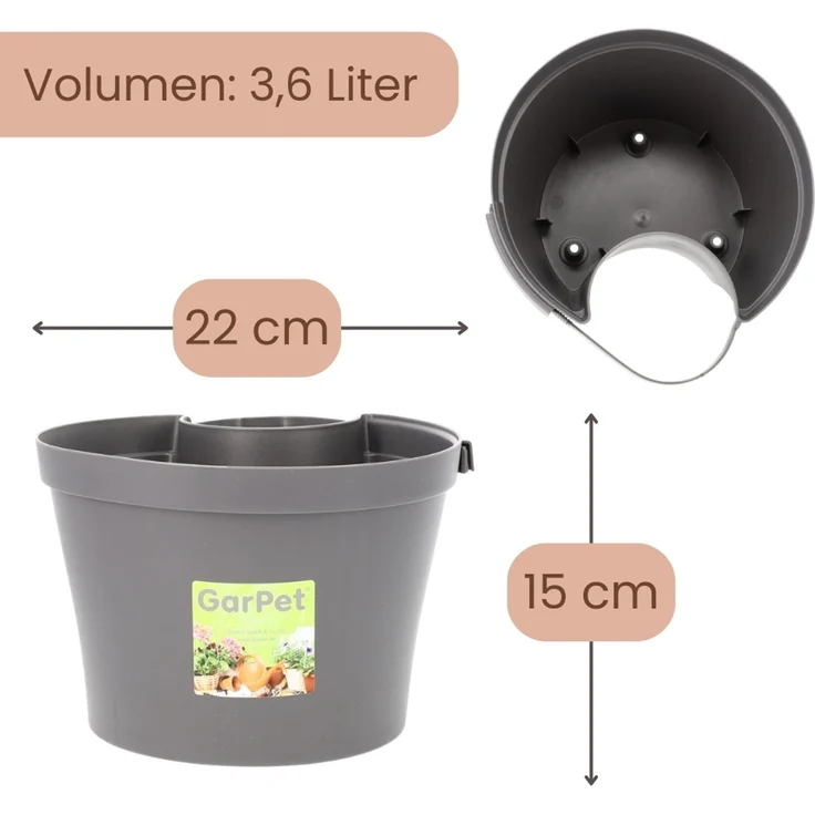 Blumentopf für Regenrohr Fallrohr Blumentopf Regenrohr Pflanzengefäß Regenrinne Fallrohrpflanzgefäß Pflanztopf für Pfosten Säulentopf Abflussrohr Hängetopf Säule Grau – Bild 2