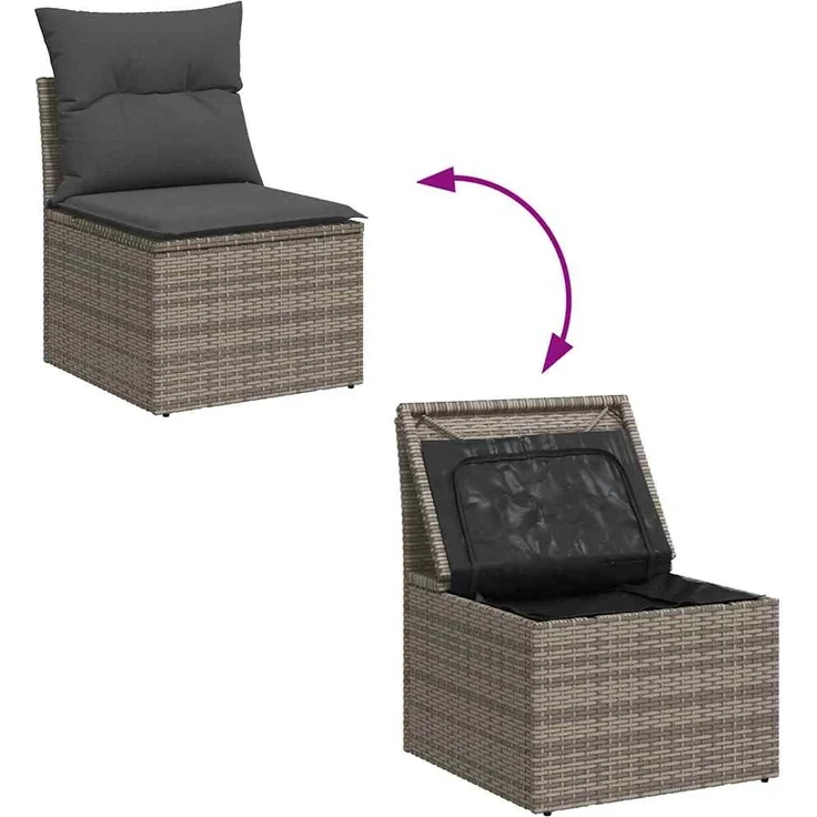 vidaXL Gartensofa-set mit Speicher 4 pcs Grau Poly-Rattan 3354348 – Bild 9