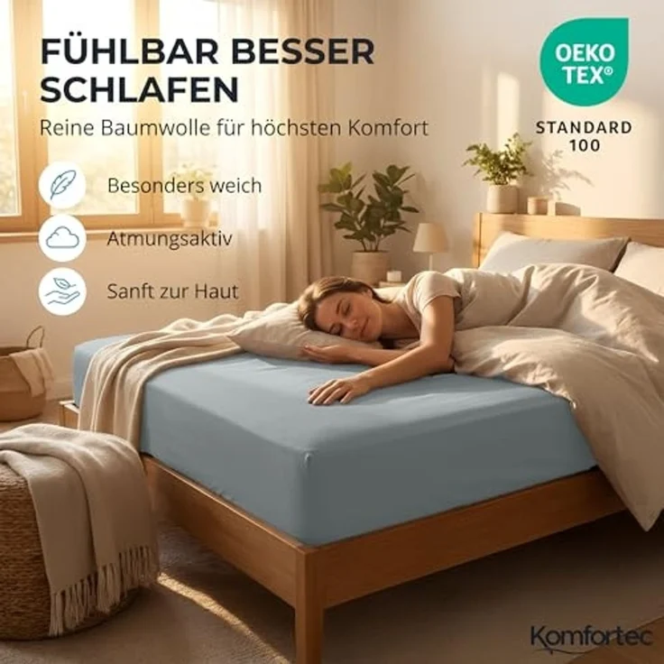 Komfortec Spannbettlaken Boxspringbett bis 15cm - 30cm Matratzenhöhe, Mikrofaser, Gummizug: Rundum, (2 Stück) – Bild 4