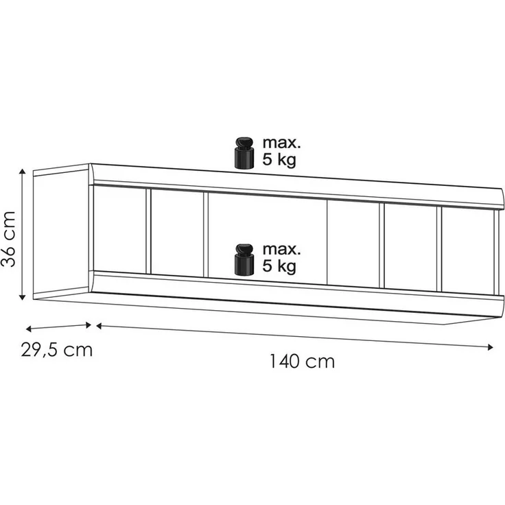 Wandregal 140 cm Nussbaum IMPERIA-129 – Bild 3