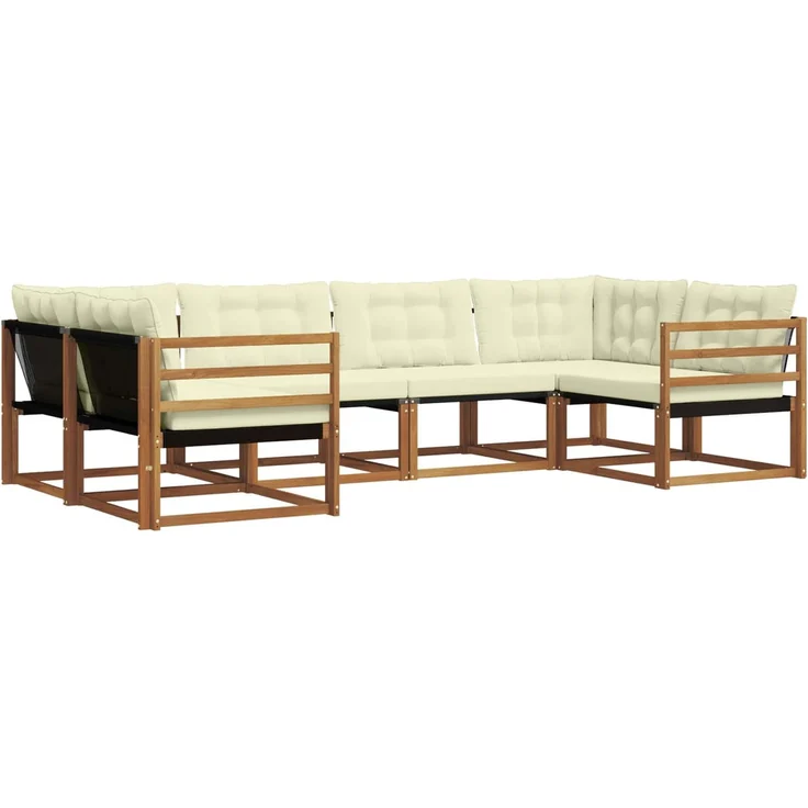vidaXL Outdoor-Sofagarnitur 6 stk. 6-Sitzer Natur und Creme 3369781 – Bild 2
