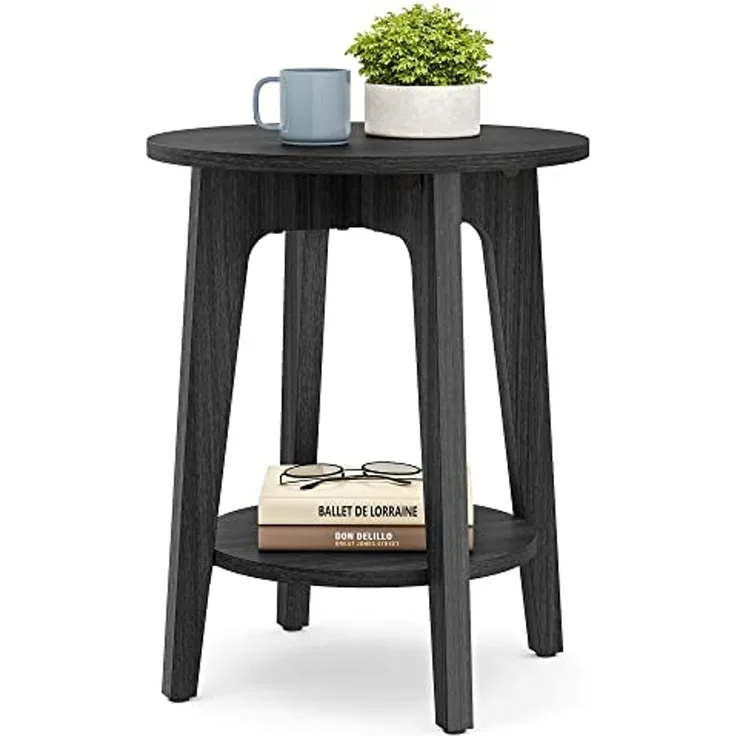 Vasagle Beistelltisch mit unterer Ablage, Holzspanplatte schwarz, 40 x 40 x 50 cm