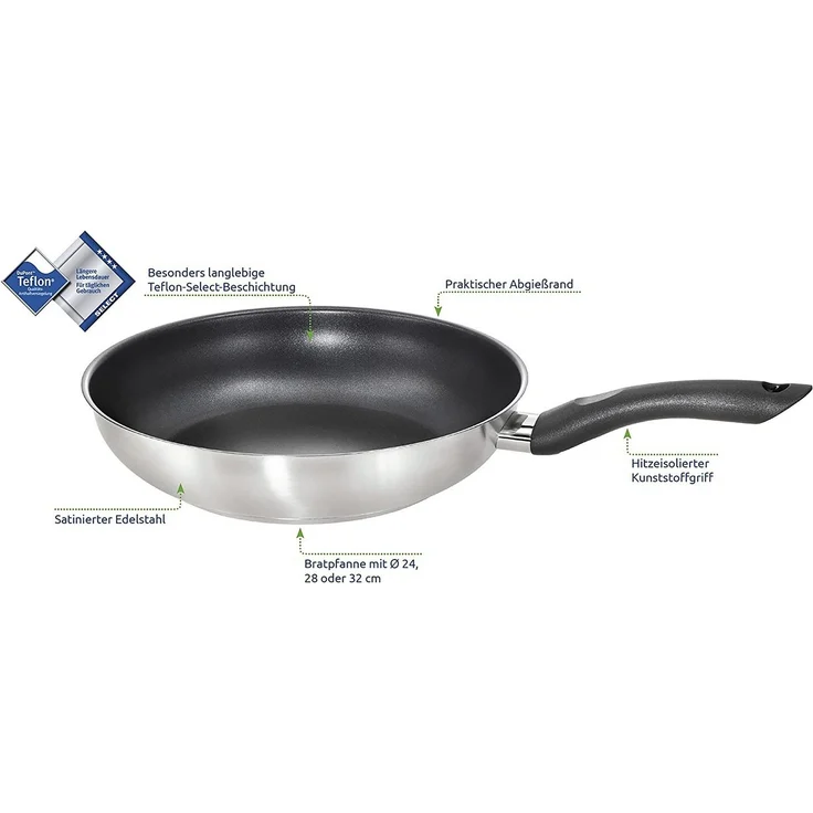 Kopf Bratpfanne Alfons 28 cm, Edelstahl, 28 cm, Teflon-Select-Beschichtung, Induktion – Bild 2