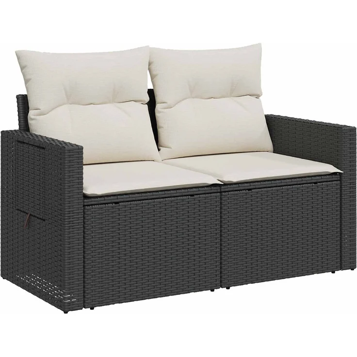vidaXL Sofa Set 5 stk. Schwarz und Cremeweiß Polyrattan und Stahl 3447869 – Bild 3