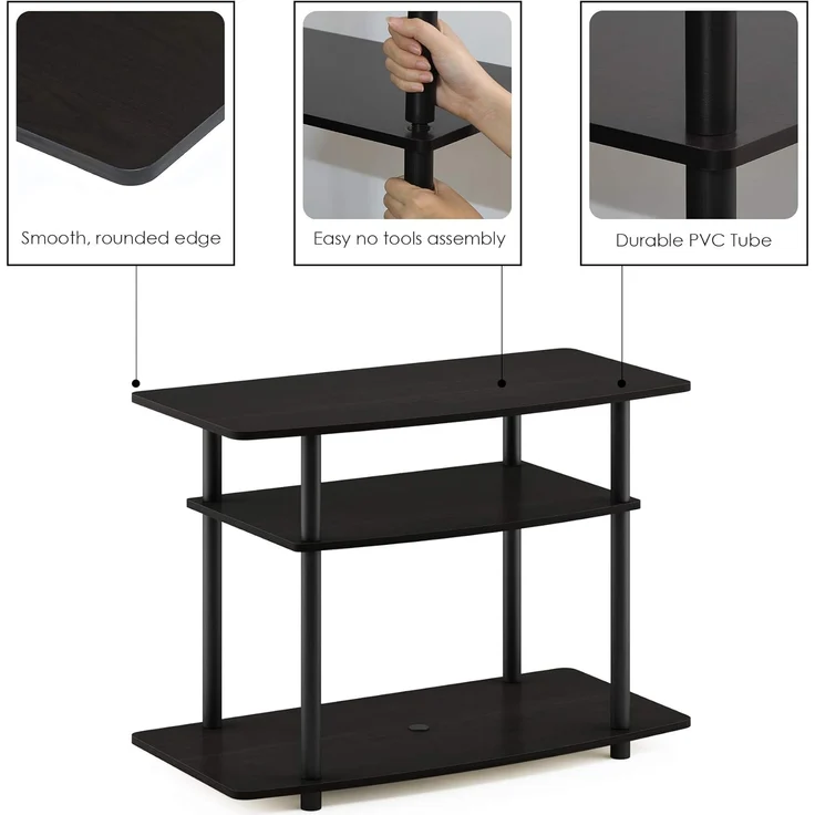 Furinno TV-Schrank mit 3 Ebenen, Espresso/Schwarz, 40. 13x40. 13x59. 18 cm – Bild 8